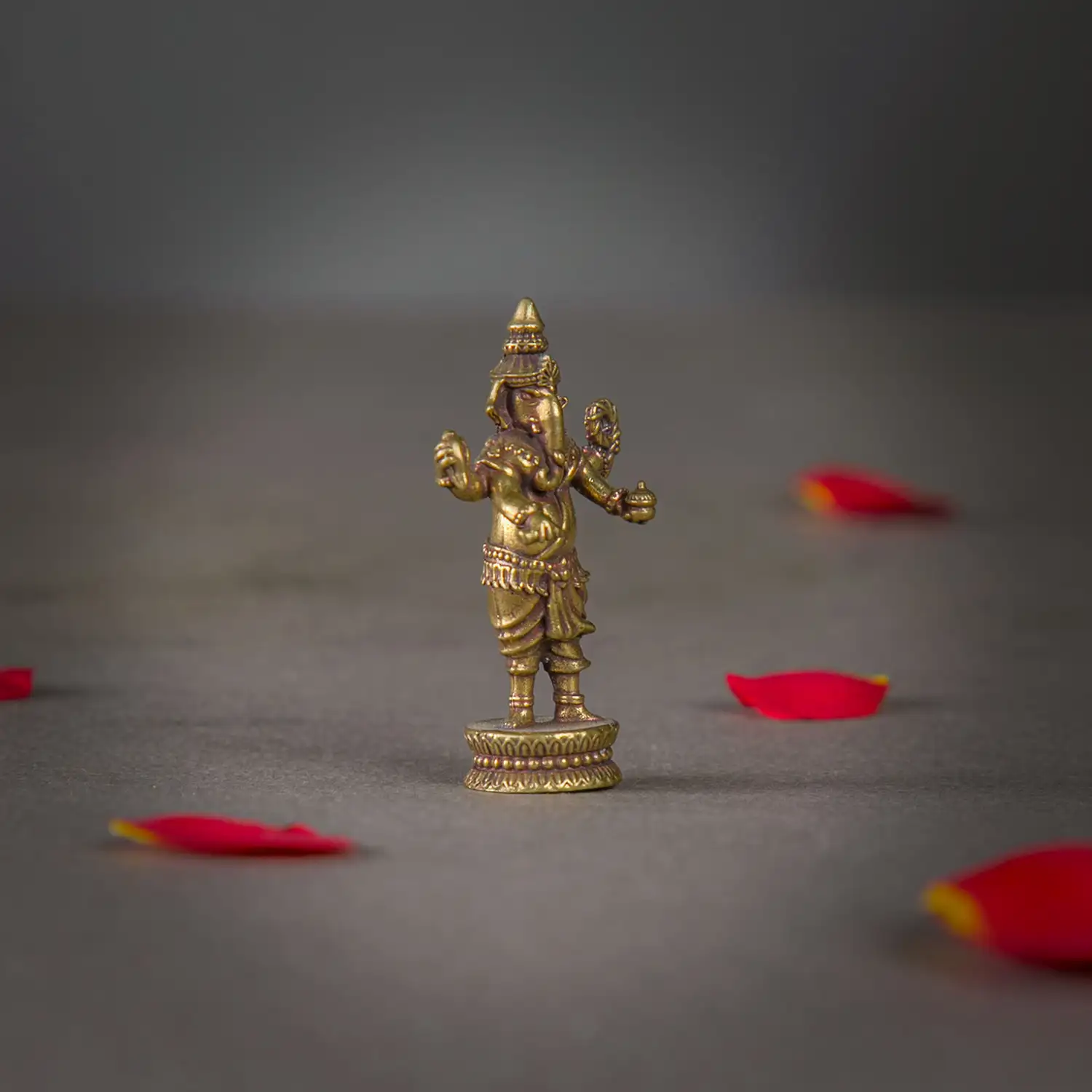 1 inch Mini Brass standing Ganesha idol - image 2