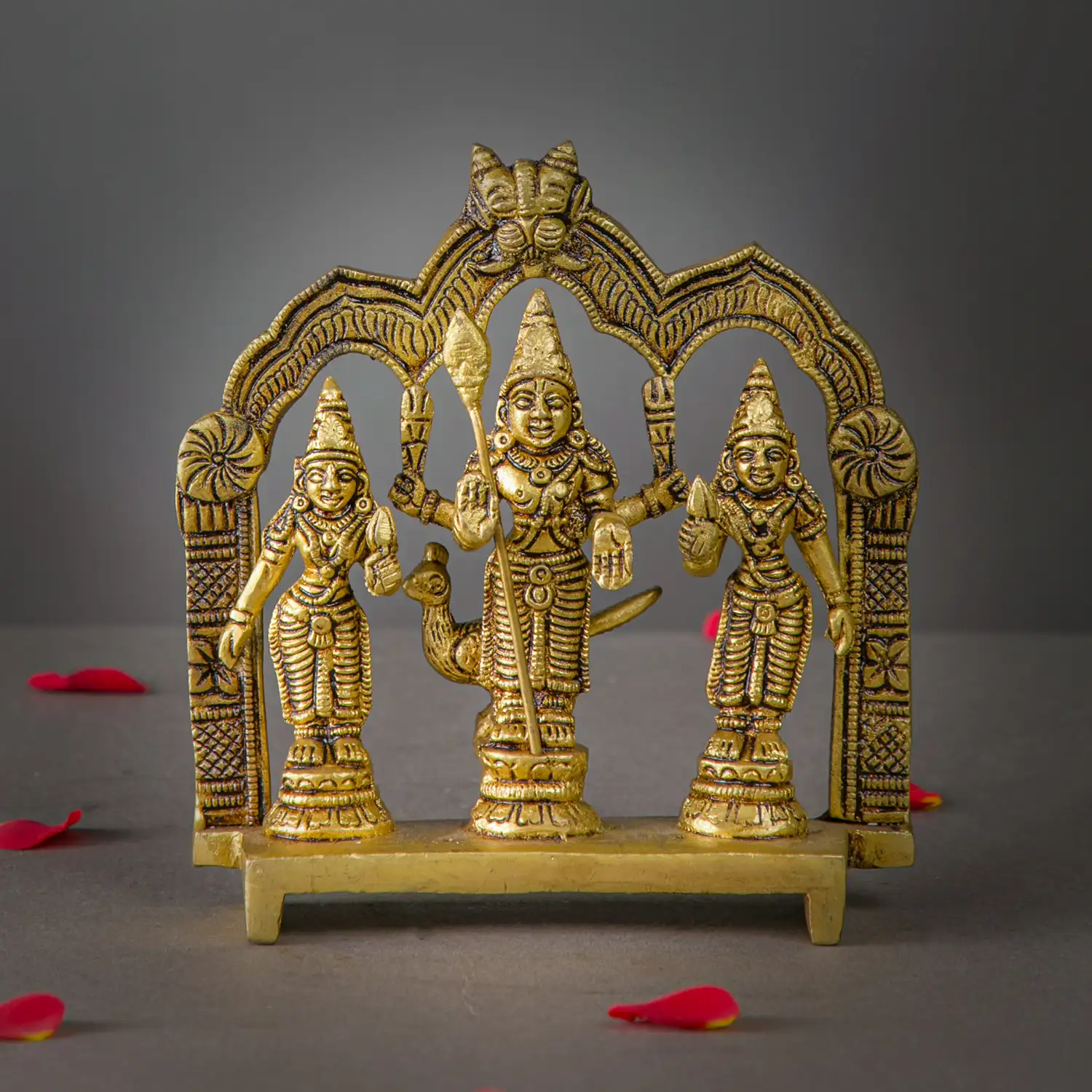 5.5 inches Brass Murugan Valli Deivanai frame idol - image 1