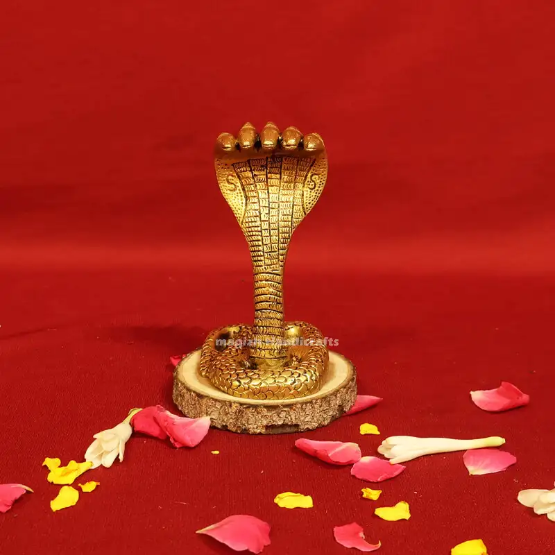 Brass 5 head Snake idol - 4 inches - image 1