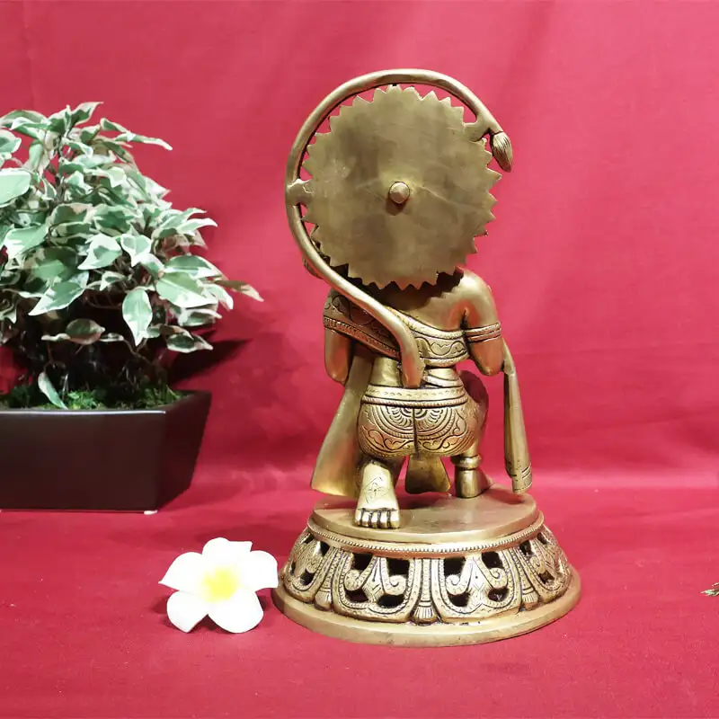 11 inches Brass Sitting Hanuman Idol triangle peedam SC - image 1