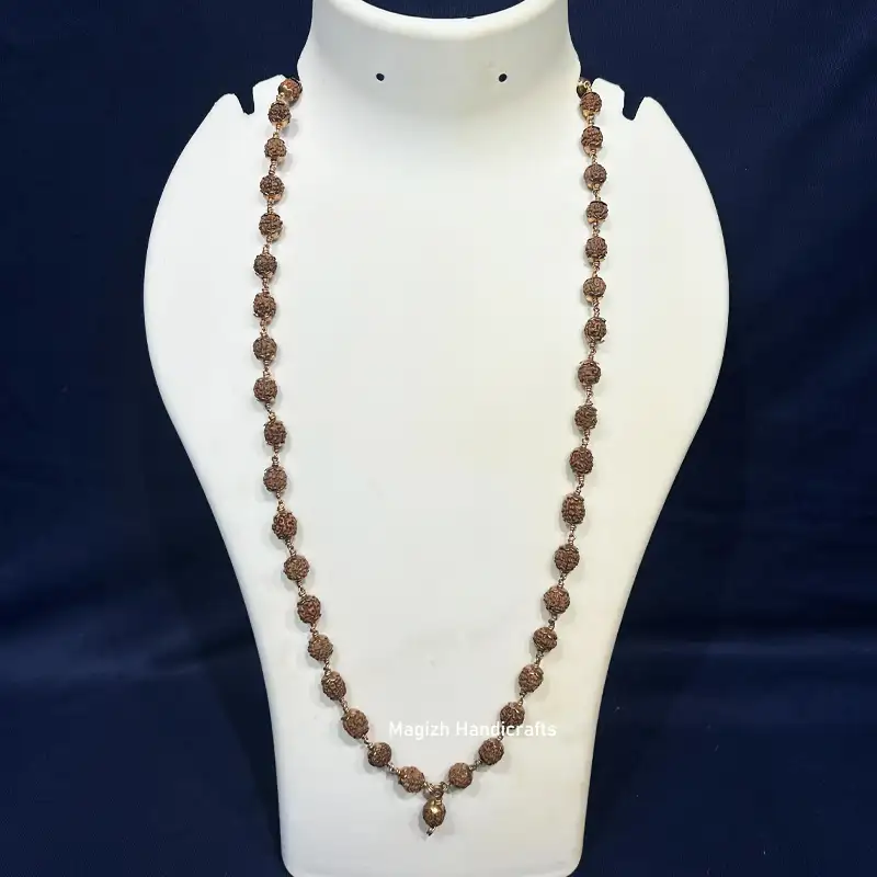 Original Rudhraksham natural color with Impon cup 54 Beads - 8mm - image 1