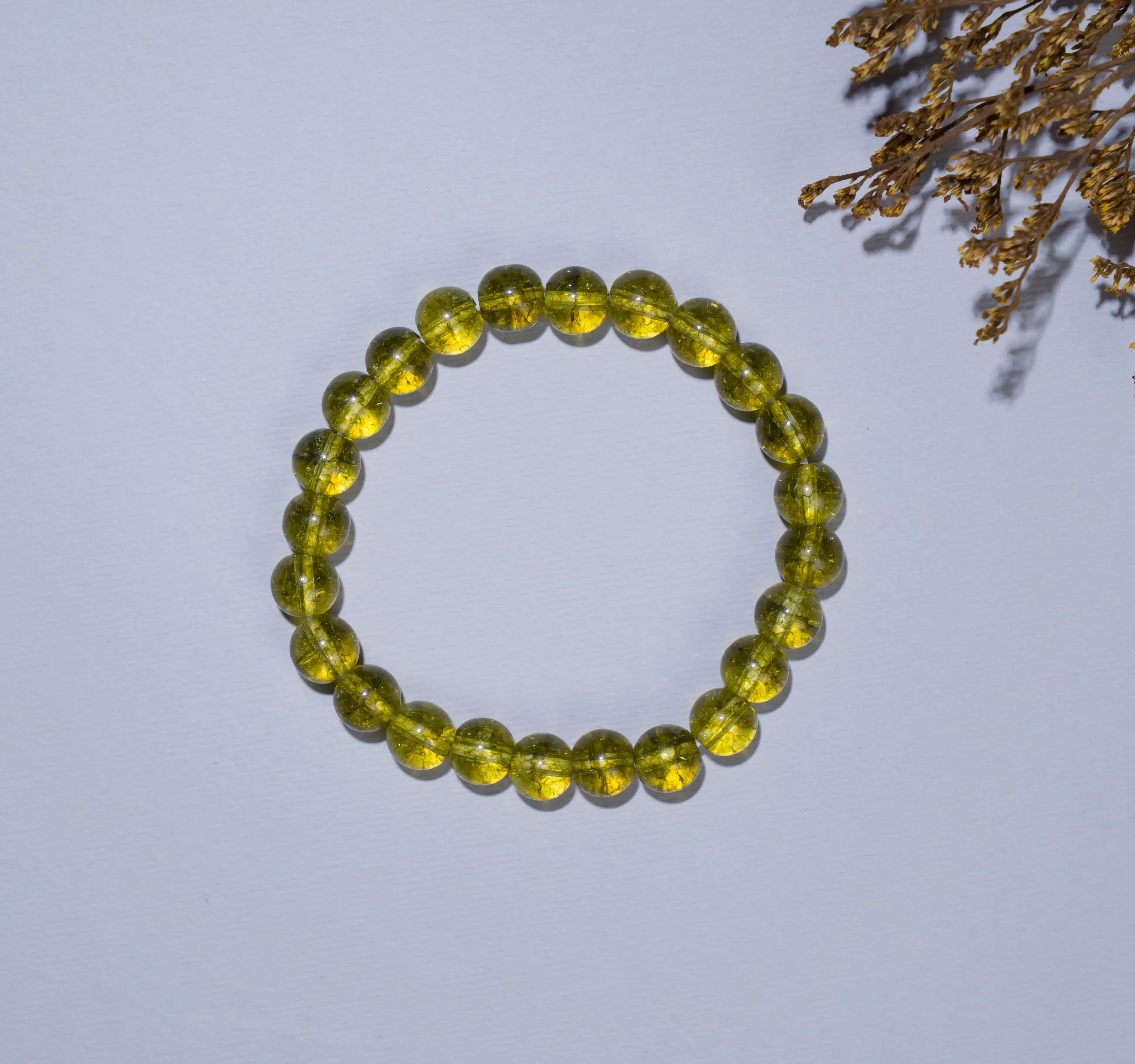 8mm Peridot Crystal Bracelet - image 2
