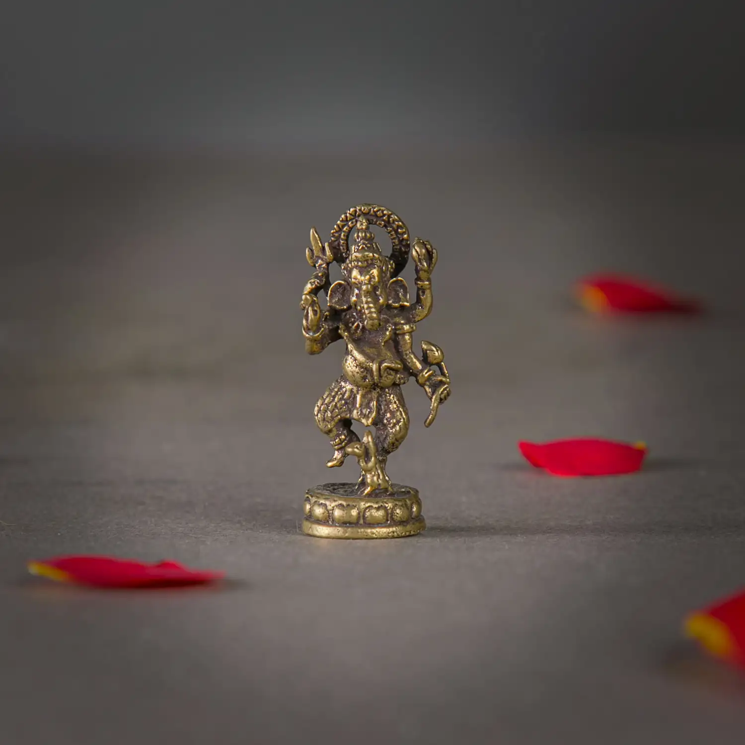one inch Mini Brass Standing dancing Ganesha idol - image 1