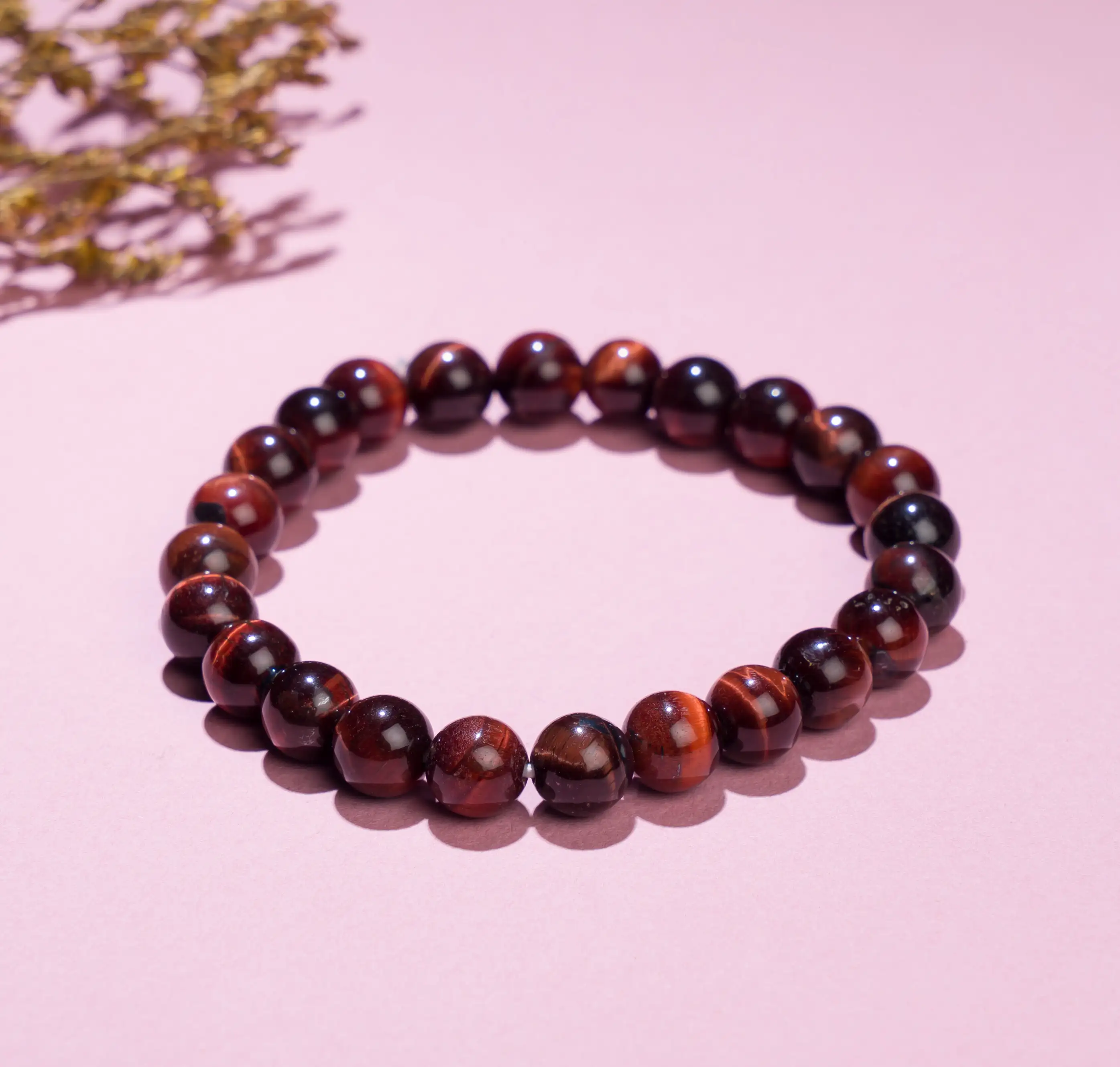 8mm Red Tiger eye Crystal stone Bracelet - image 1