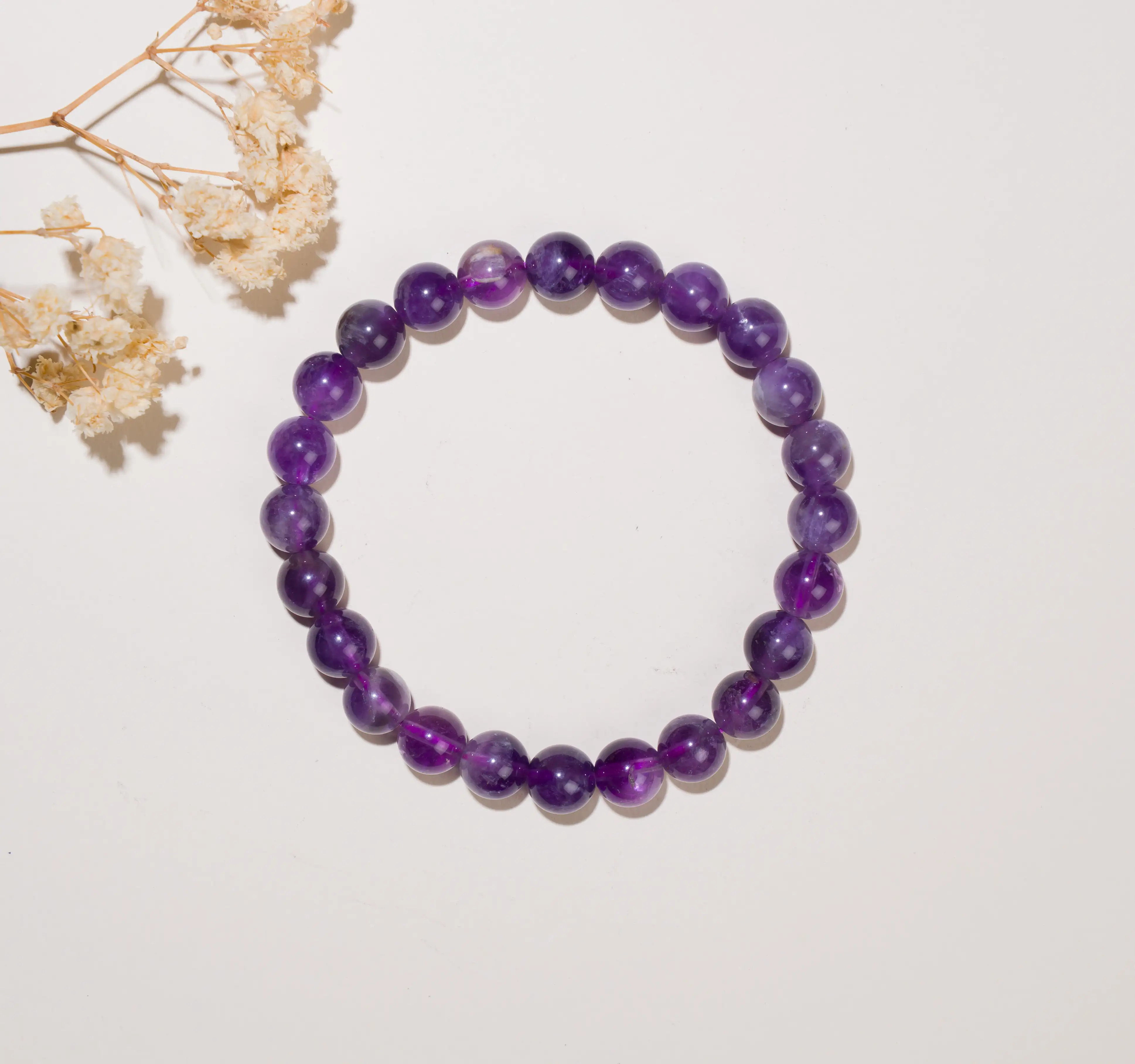 Natural Amethyst -8mm Crystal Bracelet - image 2