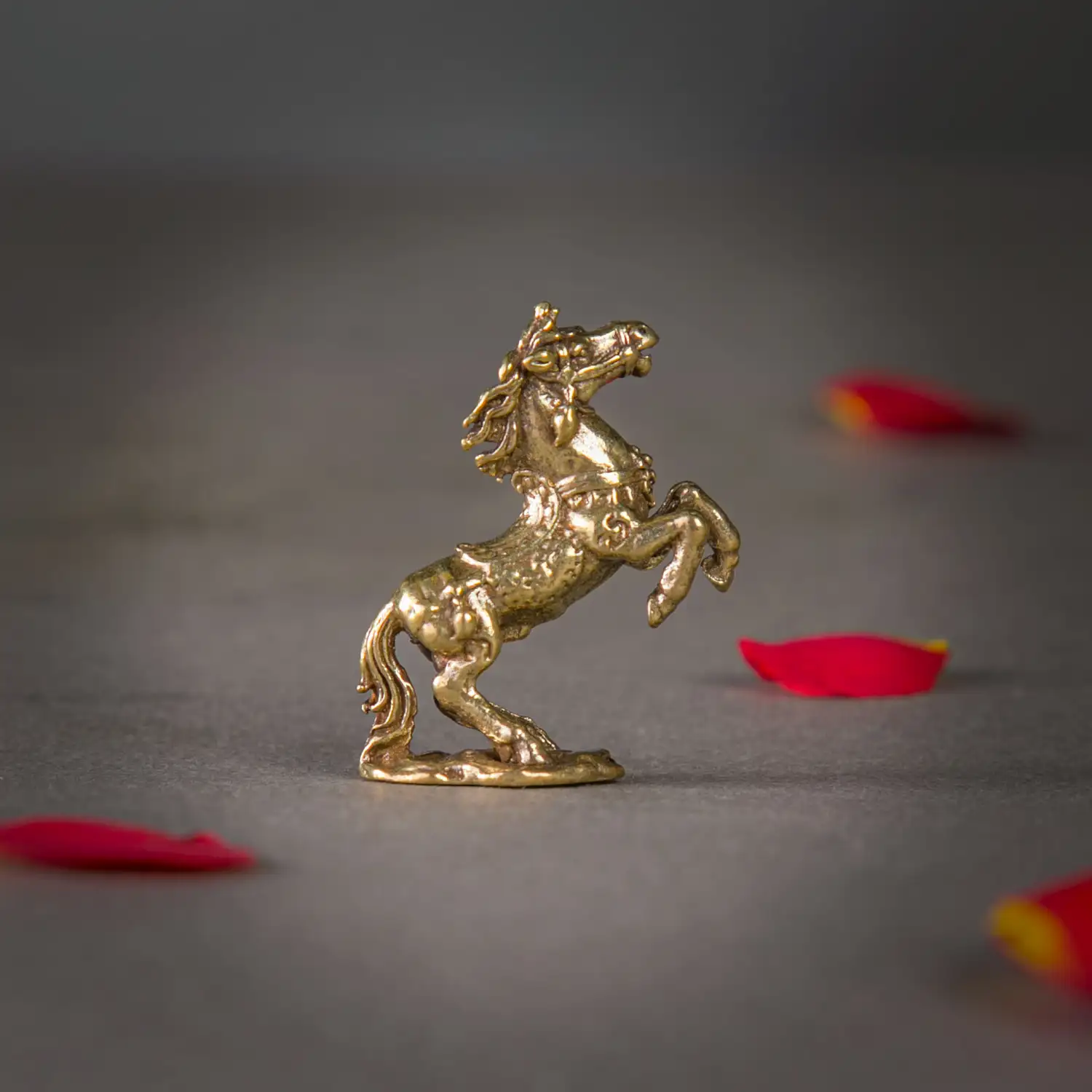 1-Inch Pure Brass Rearing Stallion – Miniature Horse Sculpture - image 1