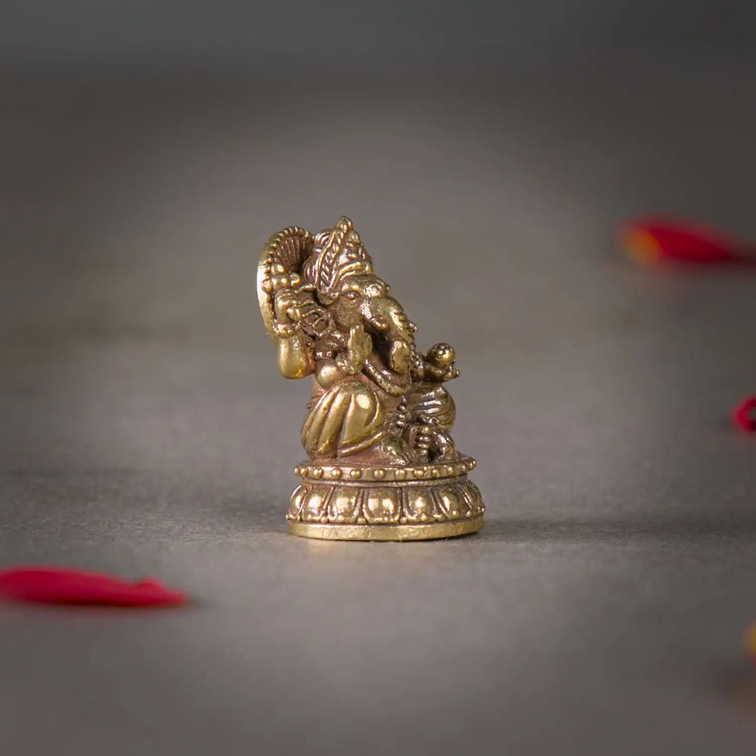 1 inch Mini Brass Sitting Ganesha idol - image 2
