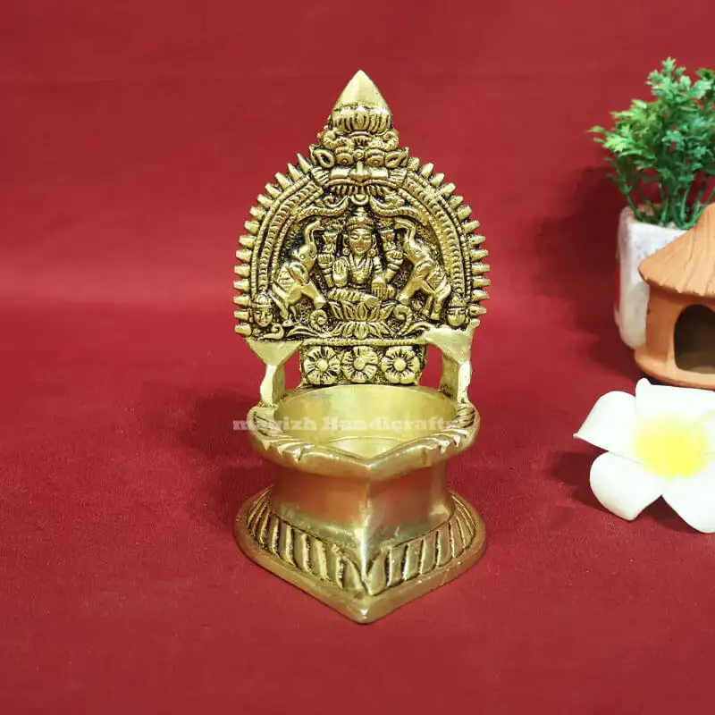 5.5 inches Brass Gaja Lakshmi Kamakshmi Lamp - image 1