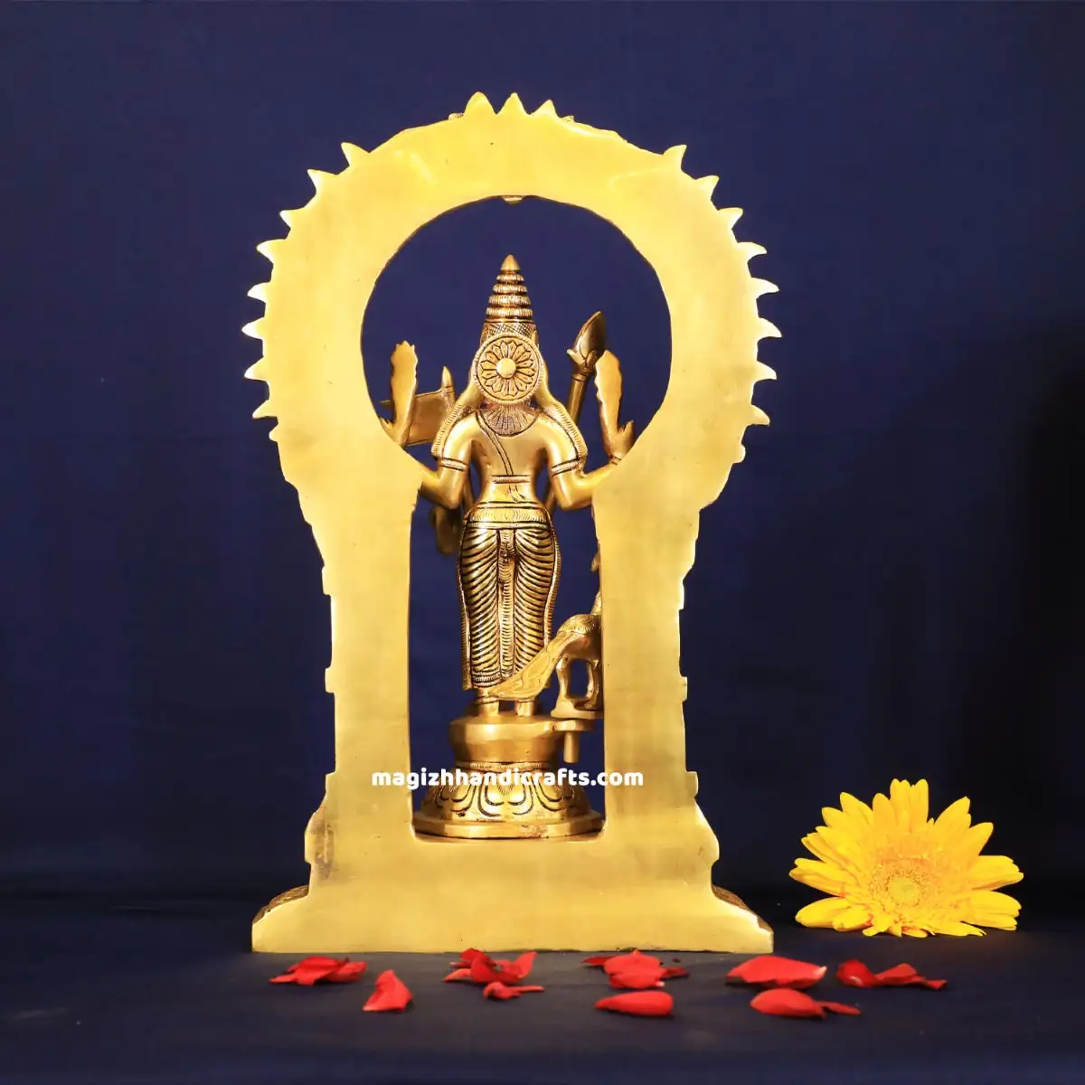 Brass Murugan with Thiruvachi Vel and Kodi idol - 12 inches - image 2