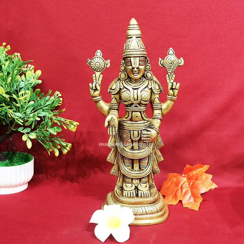 12 inches Brass Thirupathi Balaji double vasthiram idol SC - image 1