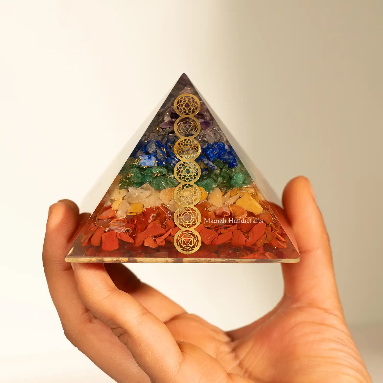 7 Chakra Healing Stones Resin Pyramid - image 2