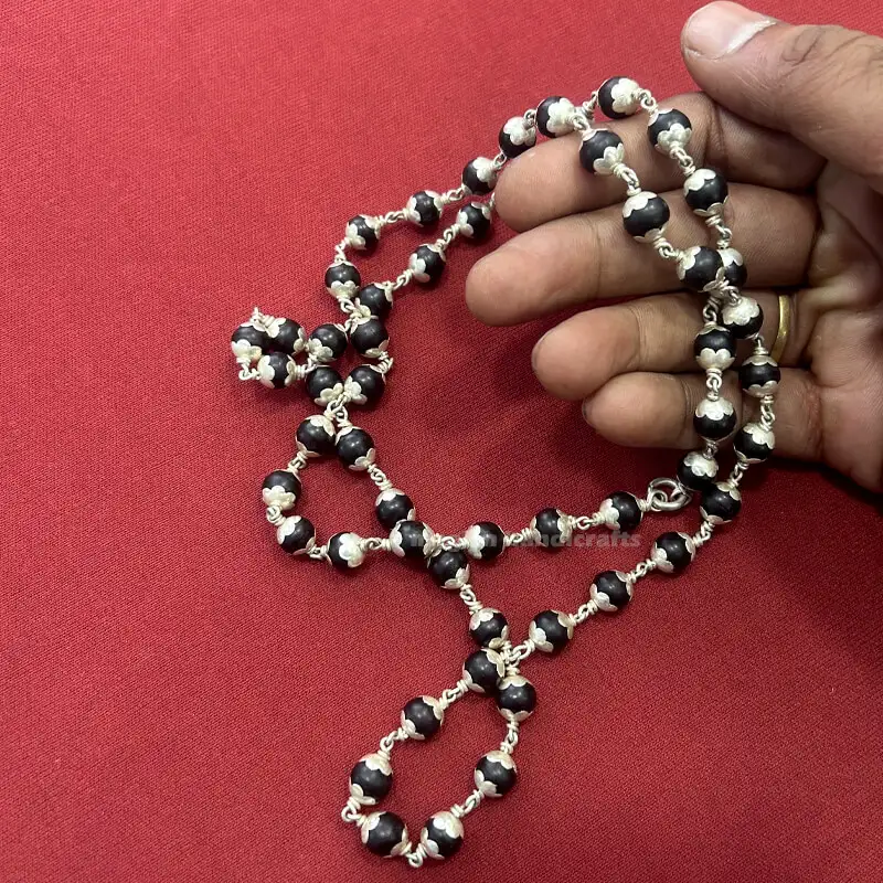 Original Karungali mala with silver capping-8m - image 2