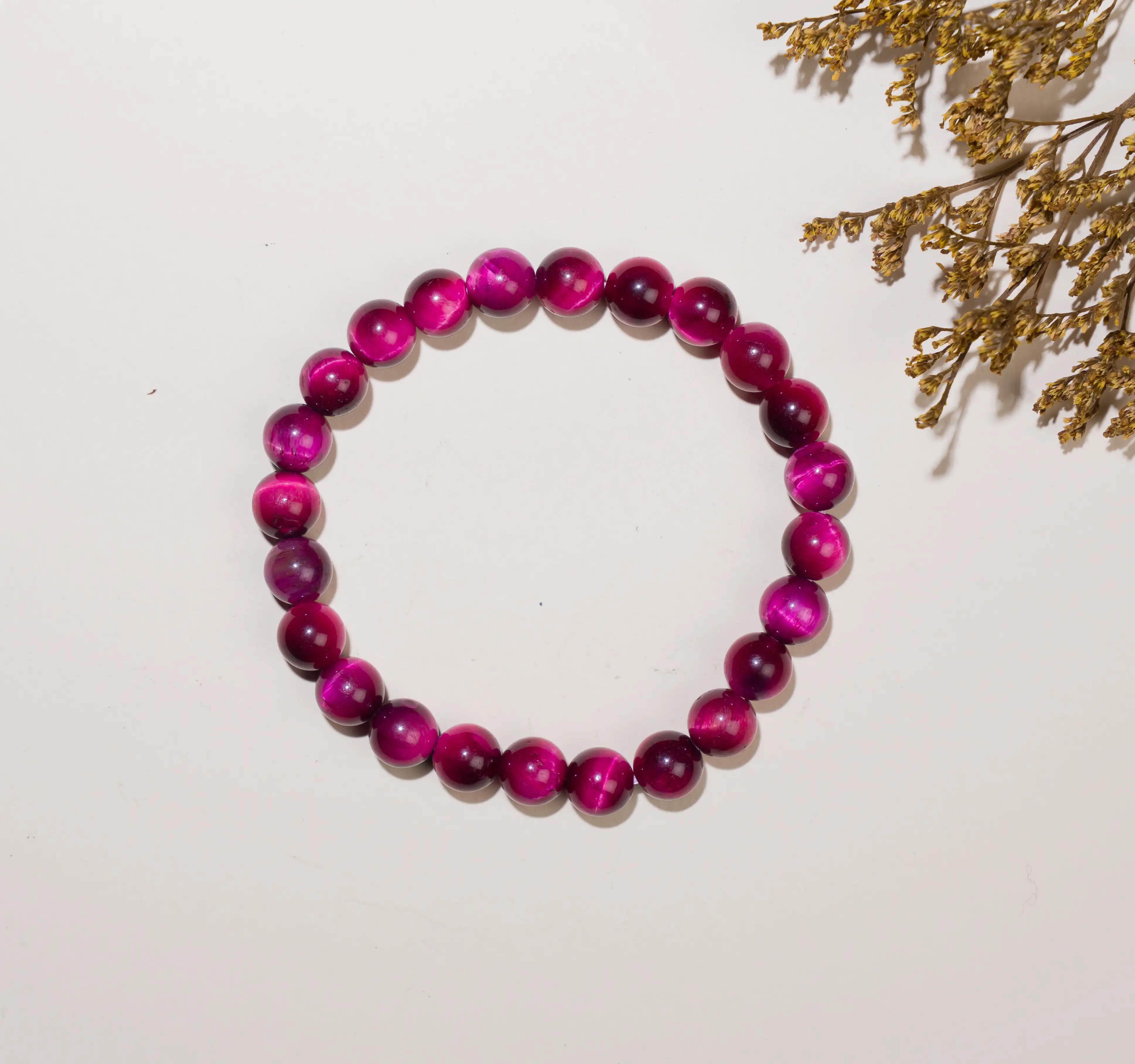 8mm Pink tiger eye Crystal stone Bracelet - image 2