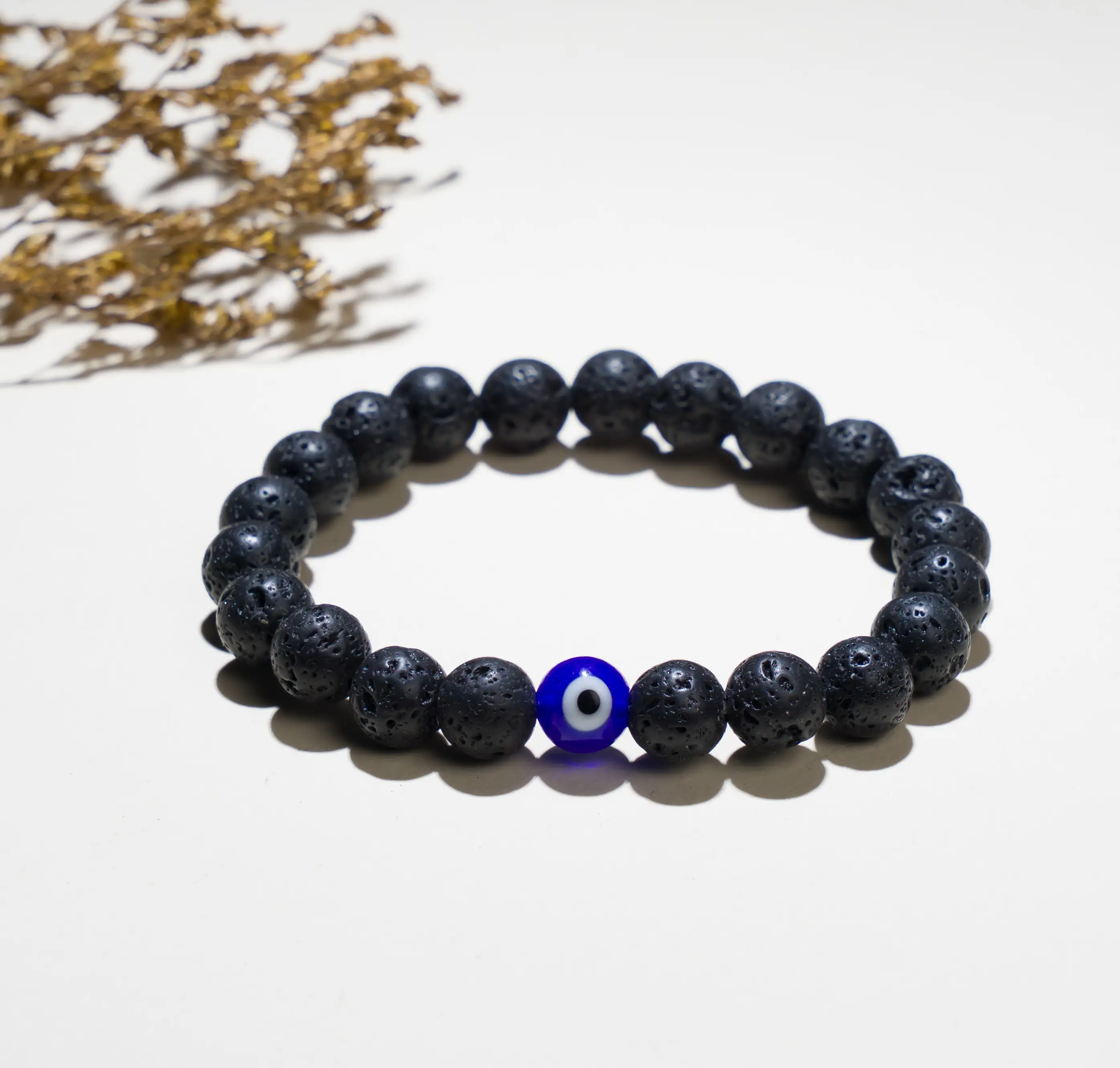 8mm Evil eye Lava original crystal stone Bracelet - image 1