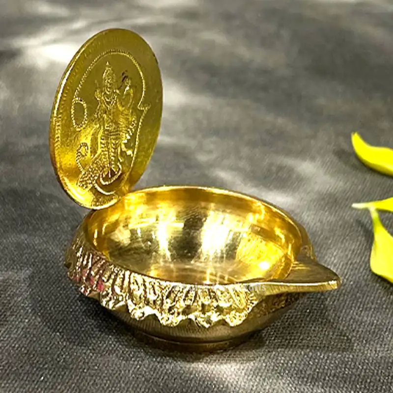 Brass Murugan coin Lamp - image 1
