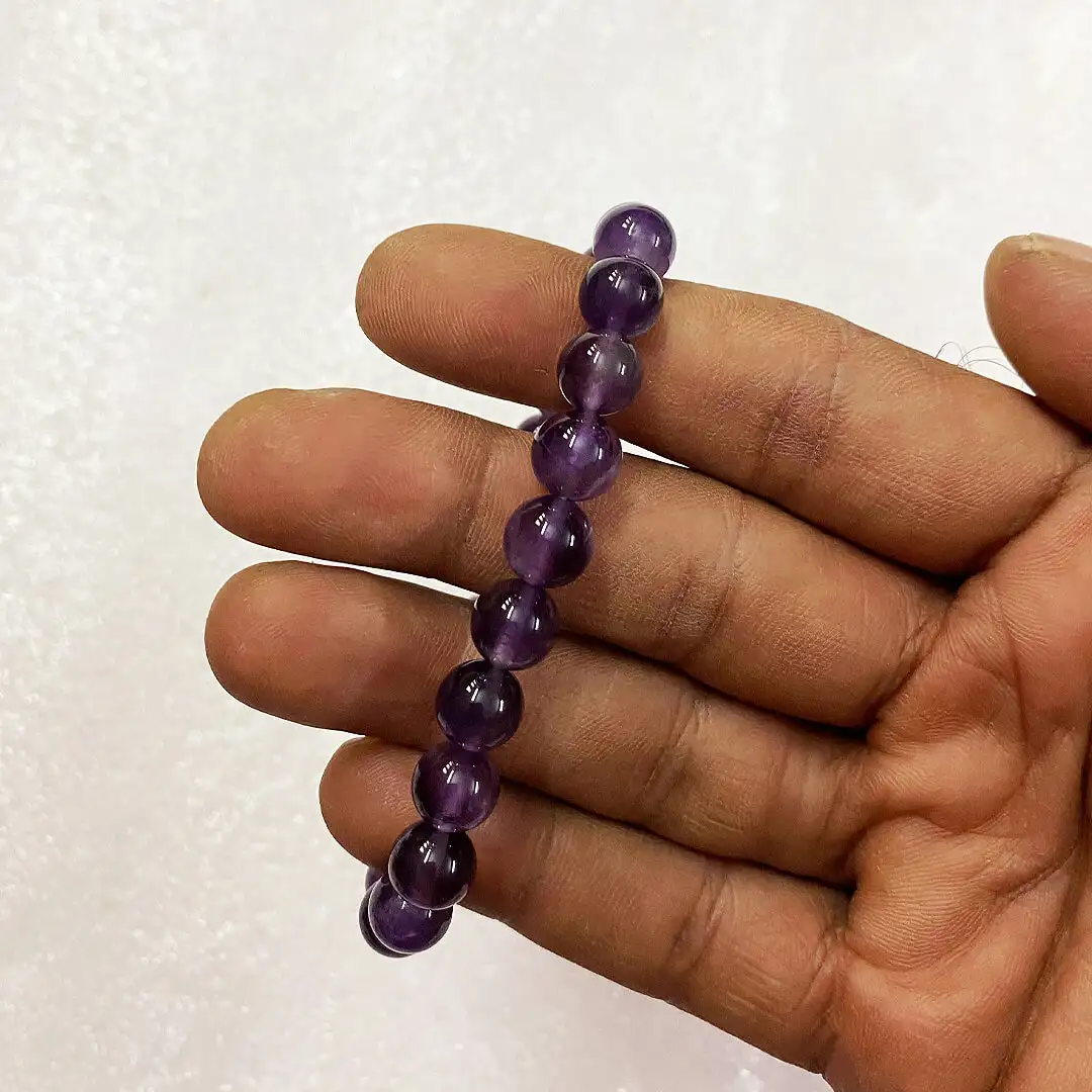 Natural Amethyst -8mm Beaded Bracelet - image 1