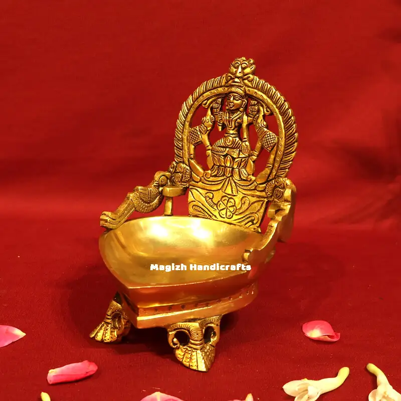 Brass Gaja Lakshmi Lamp 6.5 inches - image 2
