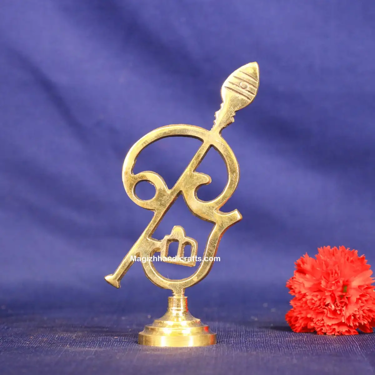 Brass Murugan OM Vel round base - 5 inches - image 1