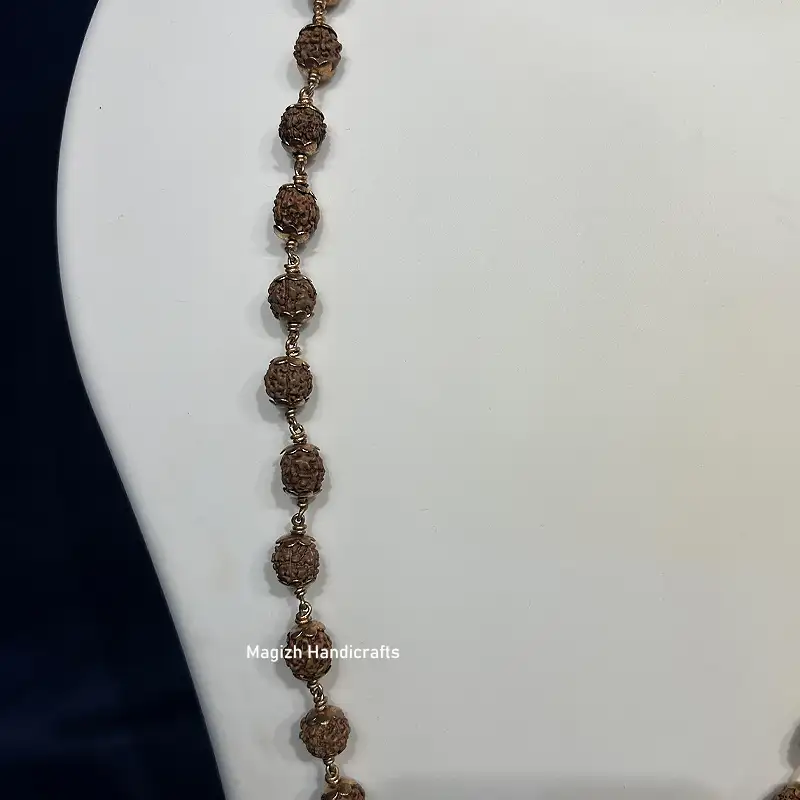 Original Rudhraksham natural color with Impon cup 54 Beads - 8mm - image 2