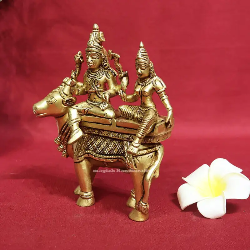 6 inches Brass Shivan Parvathi Nandhi Pradhosha Nayagar - image 2
