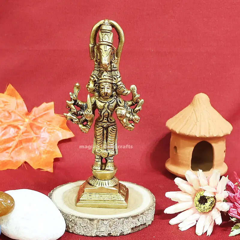 5.5 inches Brass 5 face Hanuman idol SC - image 1