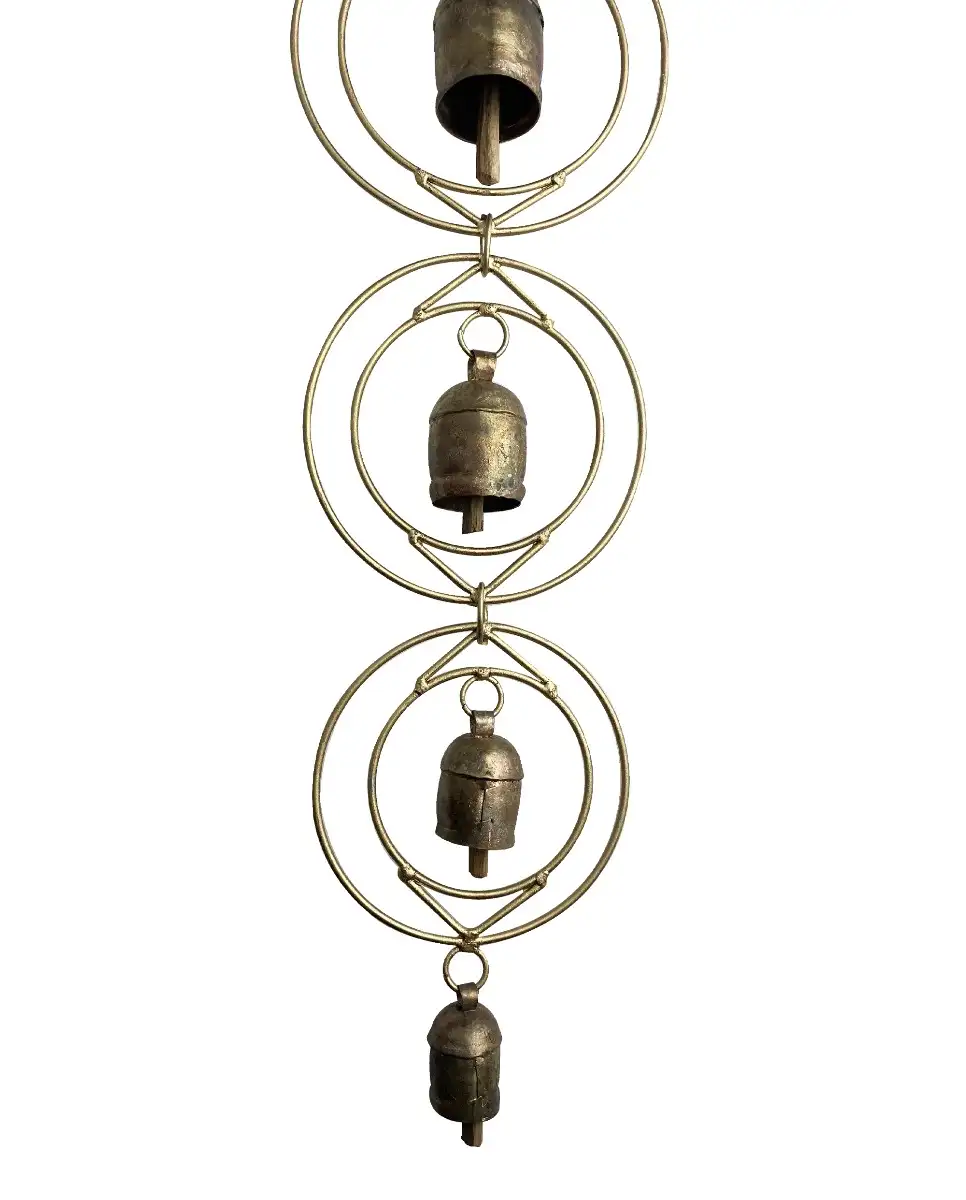 Vastu Wind Chimes 5 bells Iron copper double ring shape fengshui - image 2