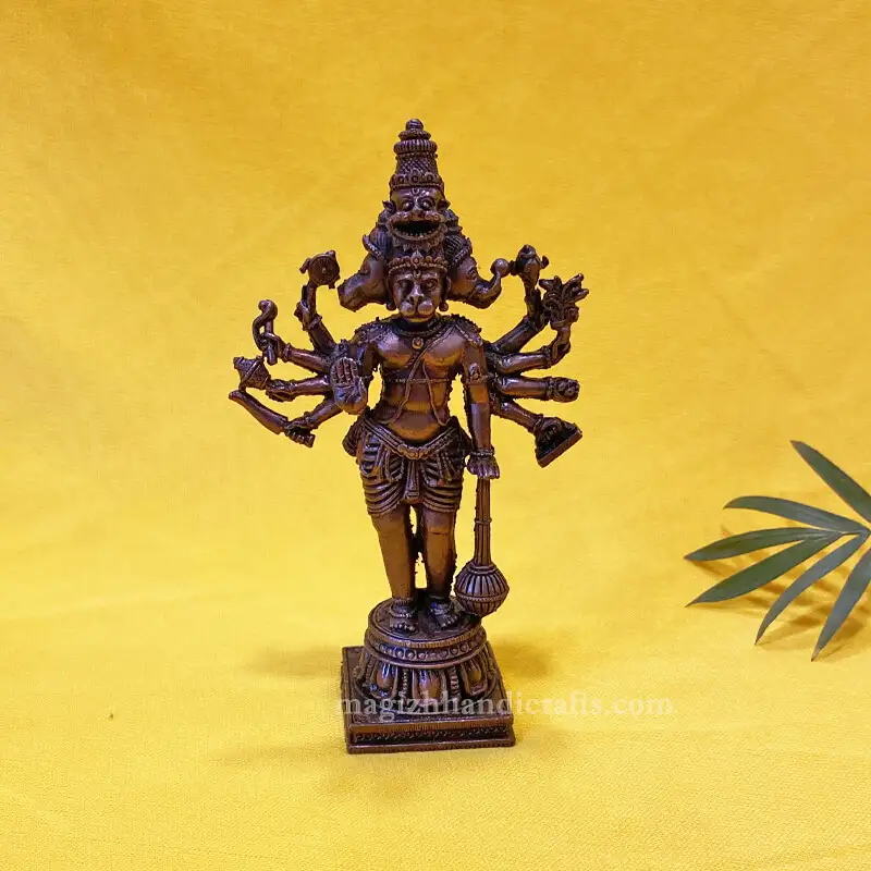 4.5 inches Copper Panchamukhi Hanuman idol - image 1