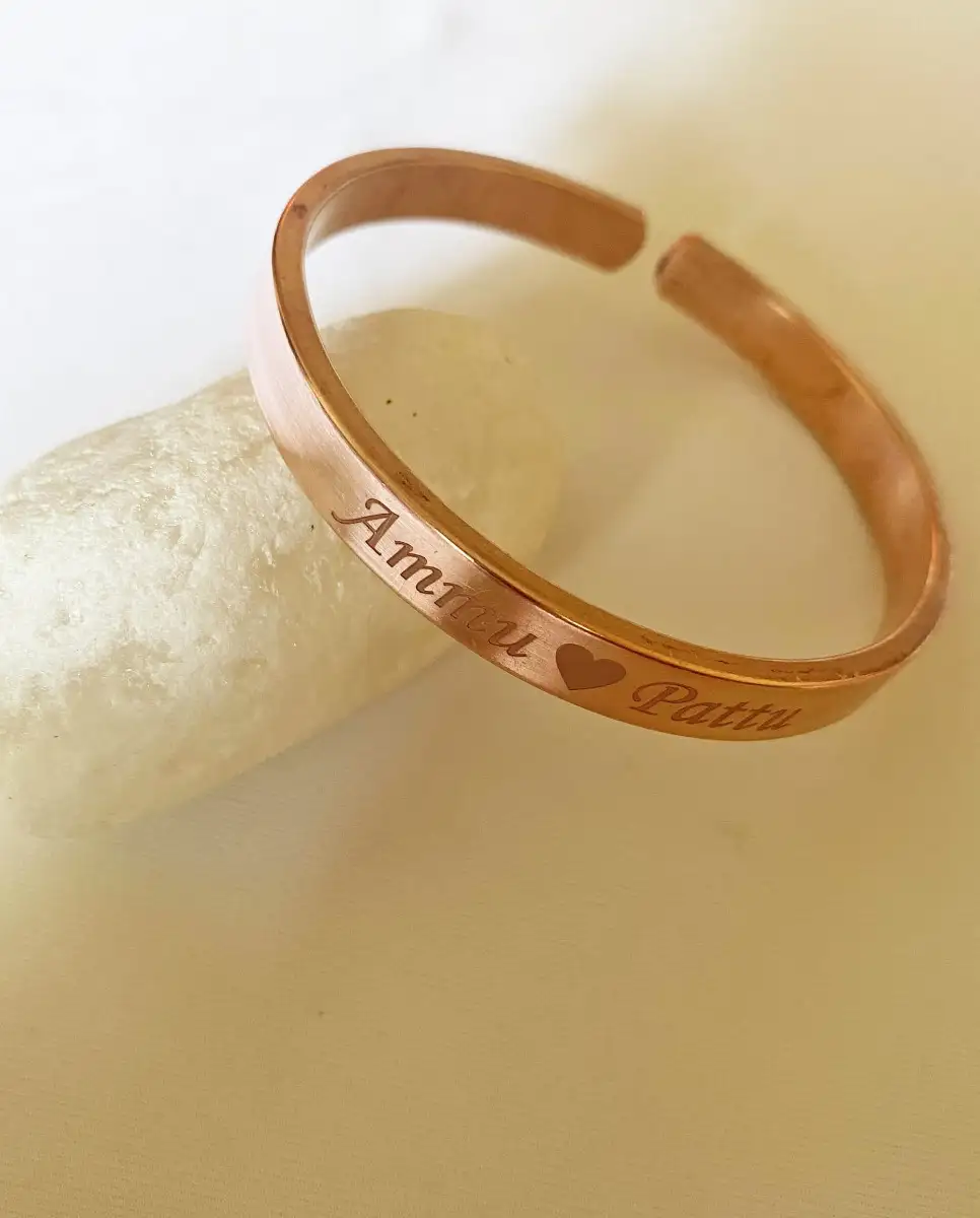 Customized heavy Copper Bracelet with your name - 8mm - image 2