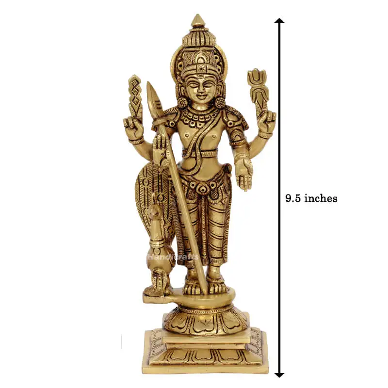 9.5 inches Brass Murugan side Peacock with Vel idol SC - image 2