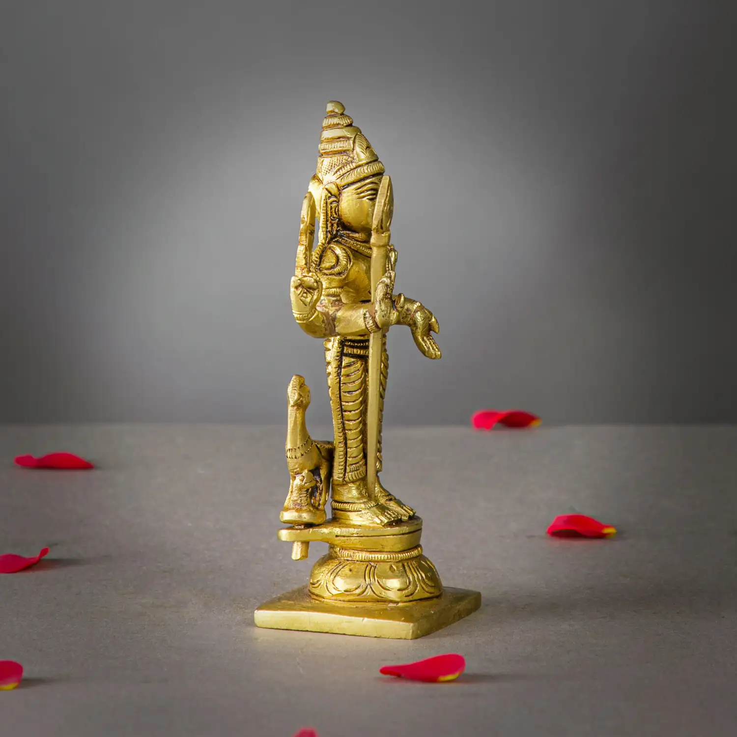 Brass Vel Murugan with Peacock idol 8 inches - image 2