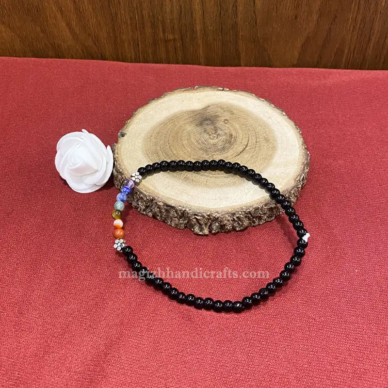 Black Tourmaline 7 Chakras anklet (4mm) - image 2