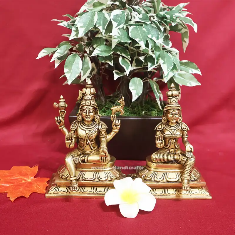 Brass Shiva Parvathi Idol 6 inches - image 1