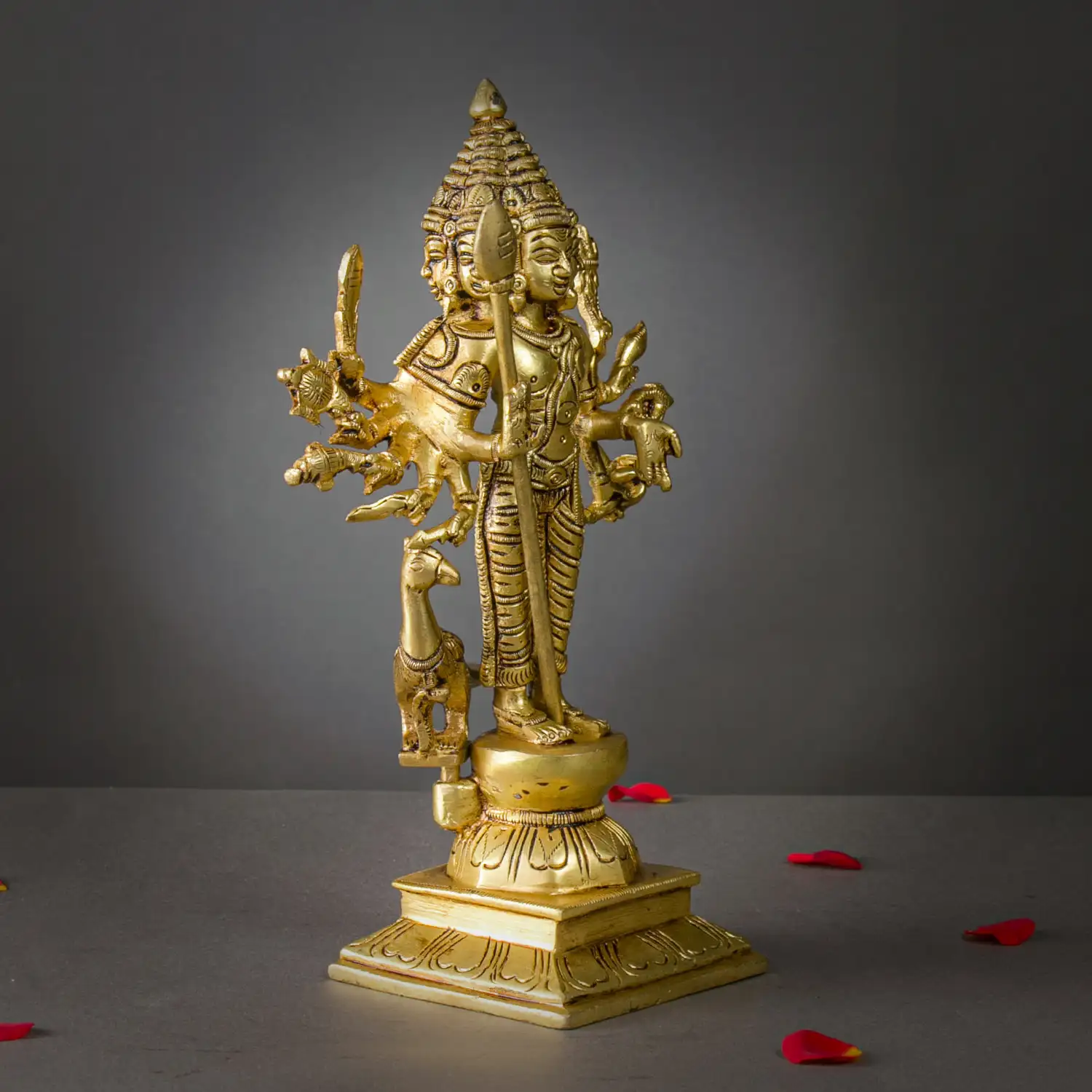 10.5 inches brass Standing Arumuga Murugan idol with vel - image 2