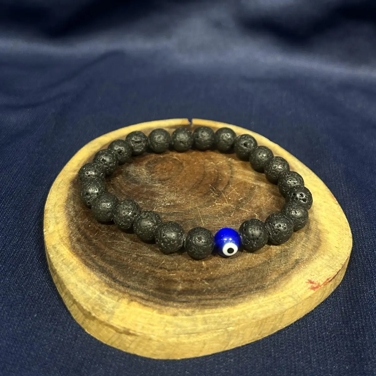 8mm Evil eye Lava original crystal stone Bracelet - image 1