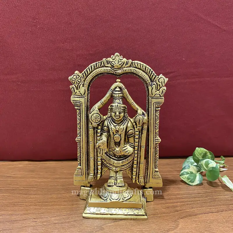 Brass Frame Thirupathi Balaji 6.5 inches - image 1