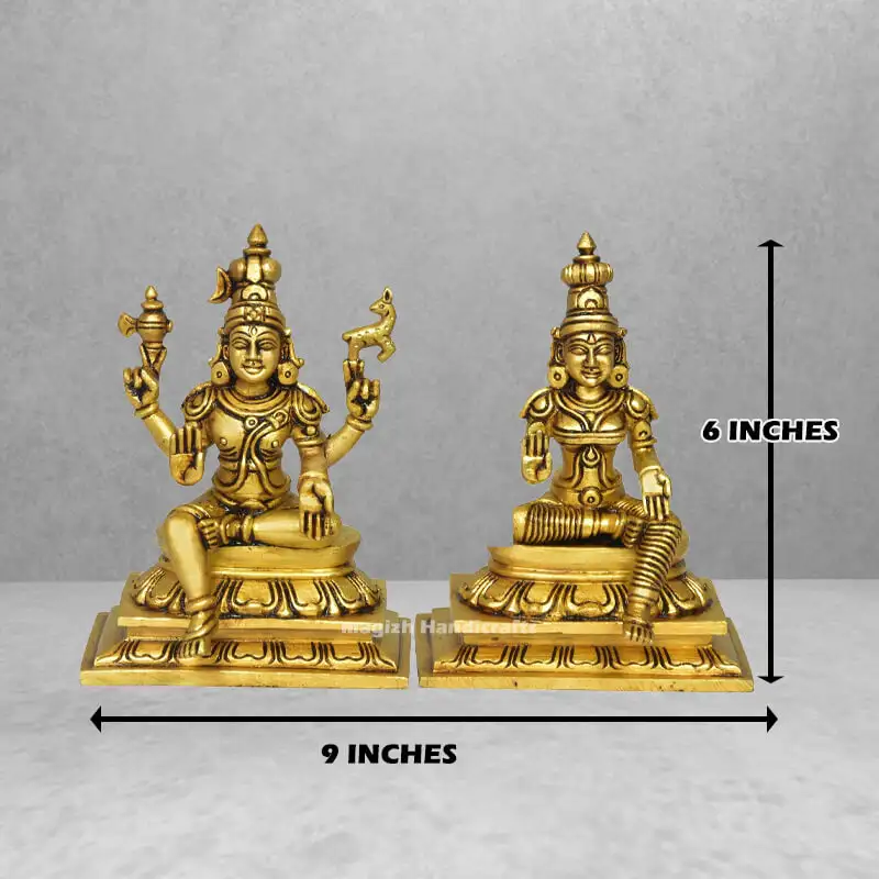 Brass Shiva Parvathi Idol 6 inches - image 2