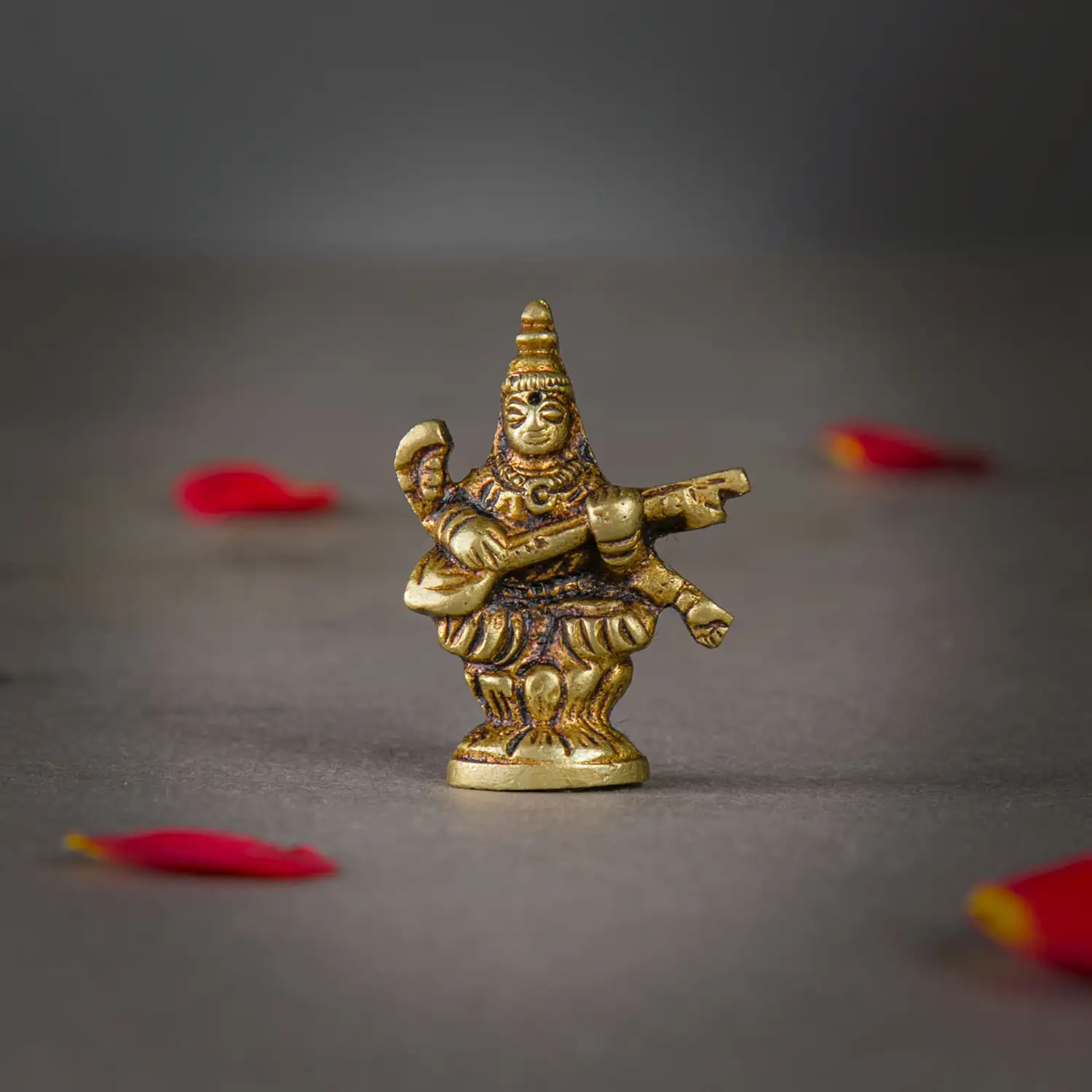 1.5 inches Brass Saraswathi miniature idol SC - image 1