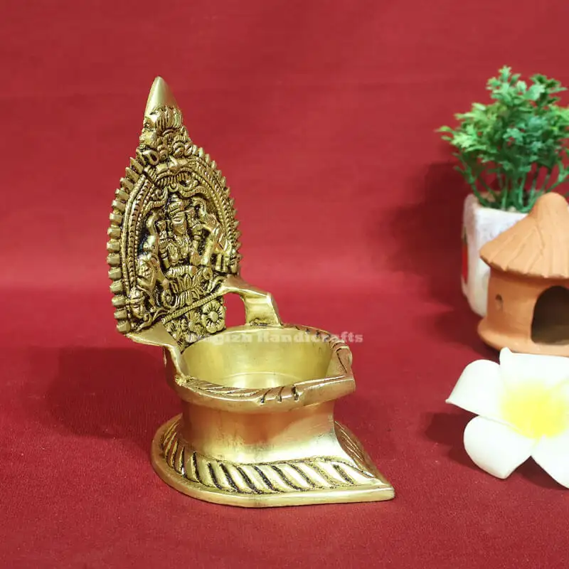 5.5 inches Brass Gaja Lakshmi Kamakshmi Lamp - image 2