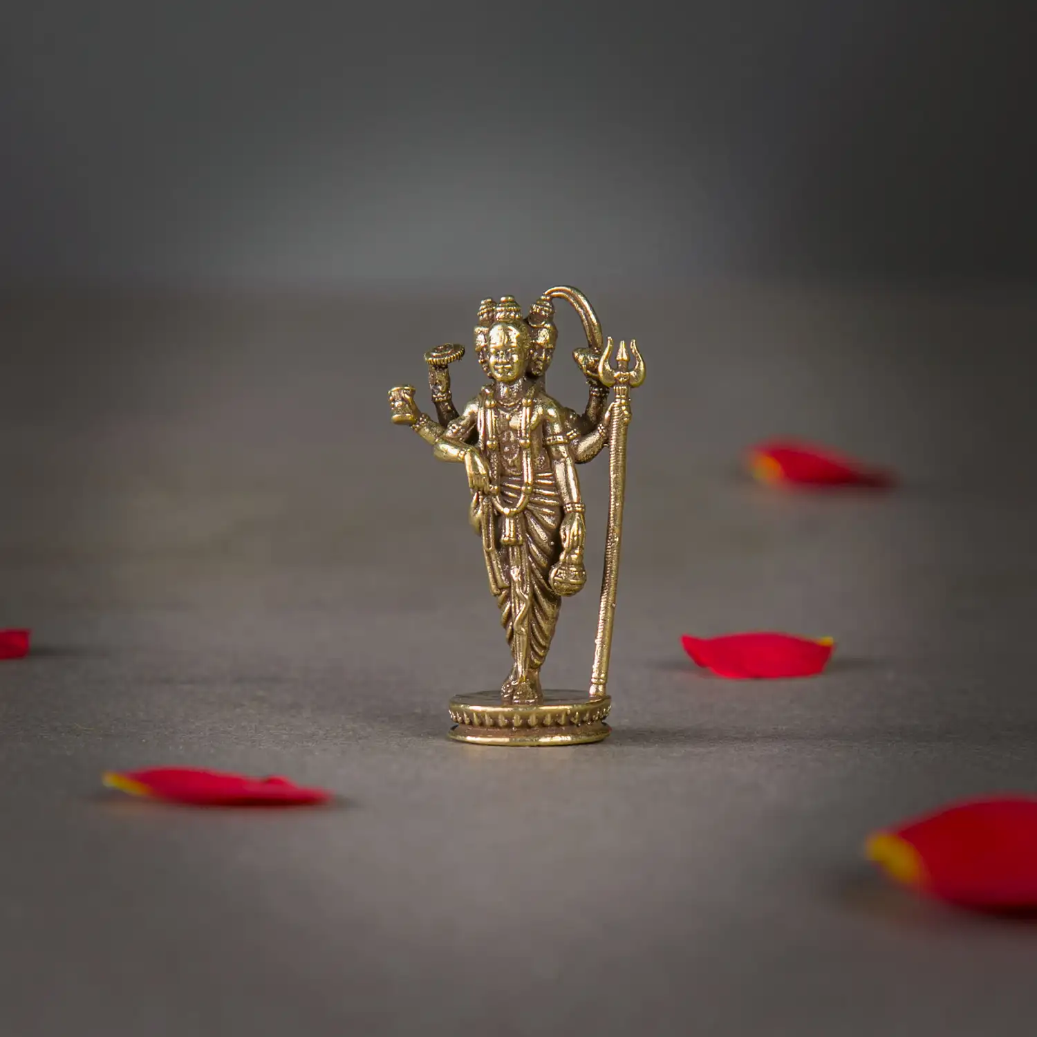 1 inch miniature Brass Dattatreya Idol - image 1