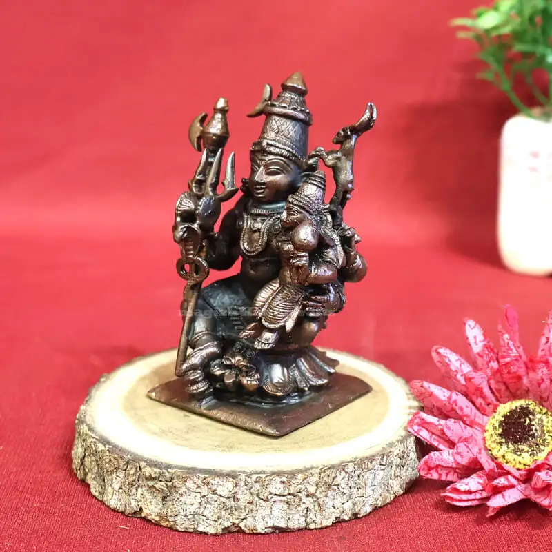3 inches Copper Lord Siva with Parvathi idol - image 2