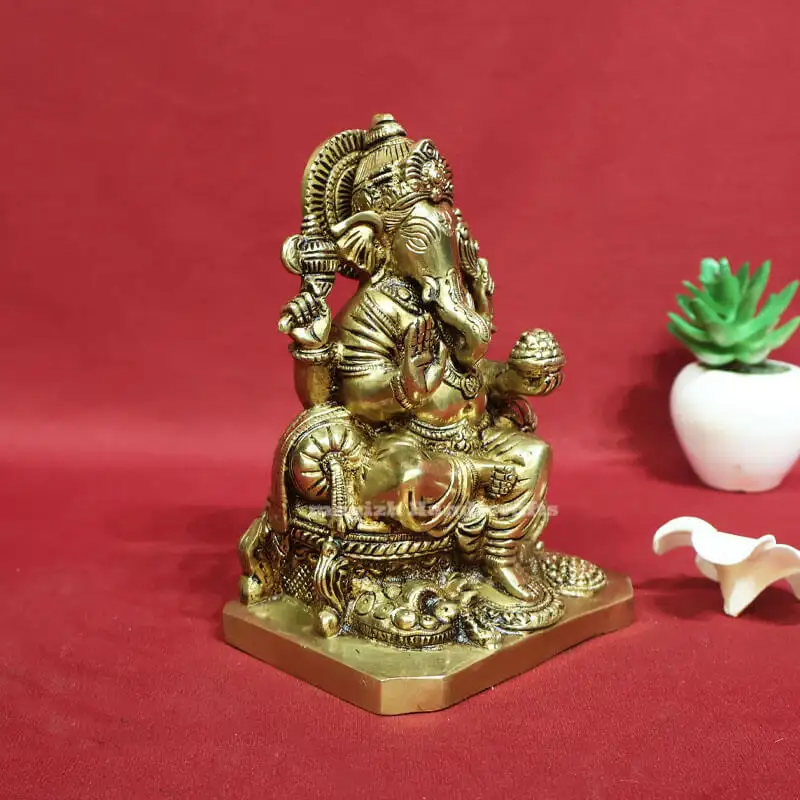 7 inches Brass Sitting Ganesha SC - image 2