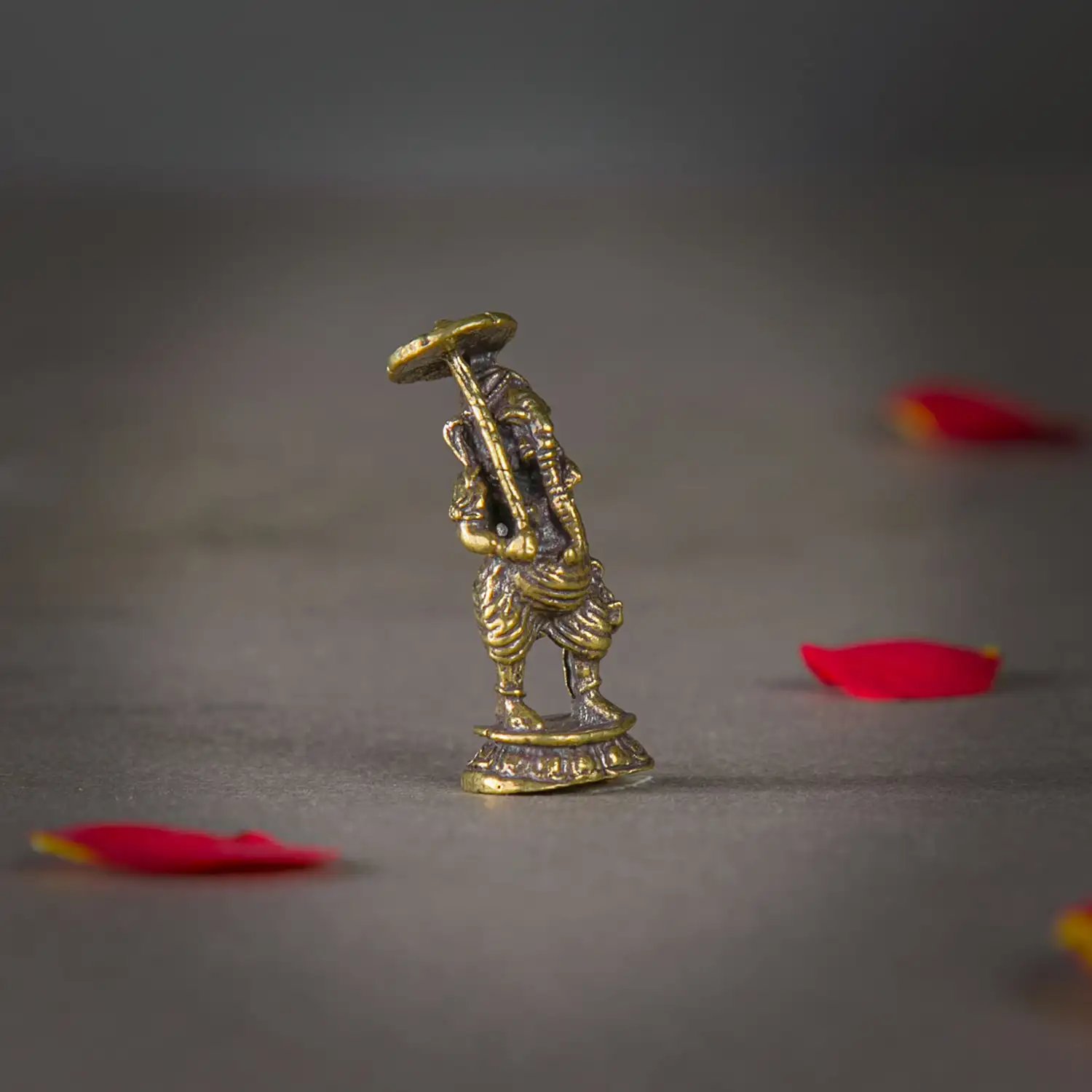 1 inch Brass mini standing umbrella Ganesha idol - image 2