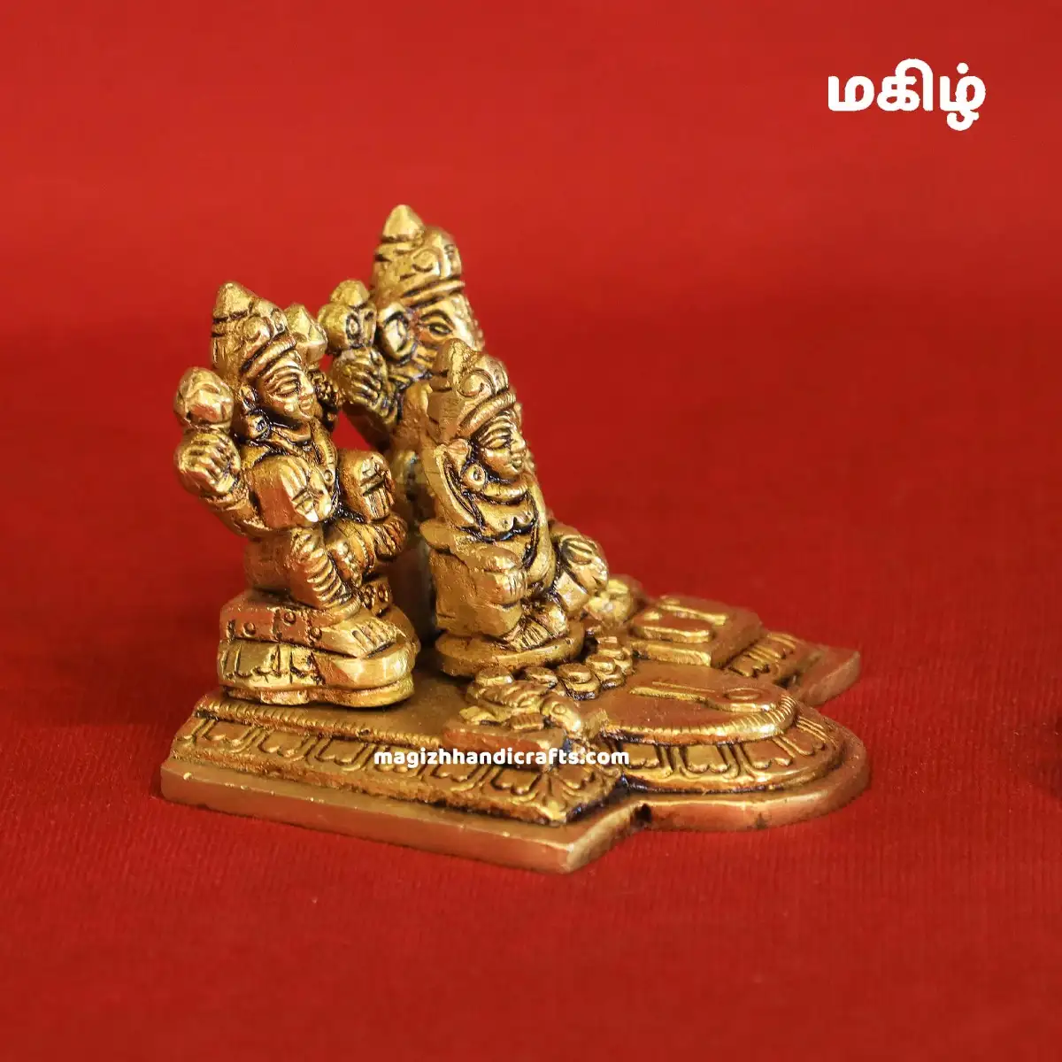 Brass Ganesha Kuber and Lakshmi idol - 2 inches - image 2