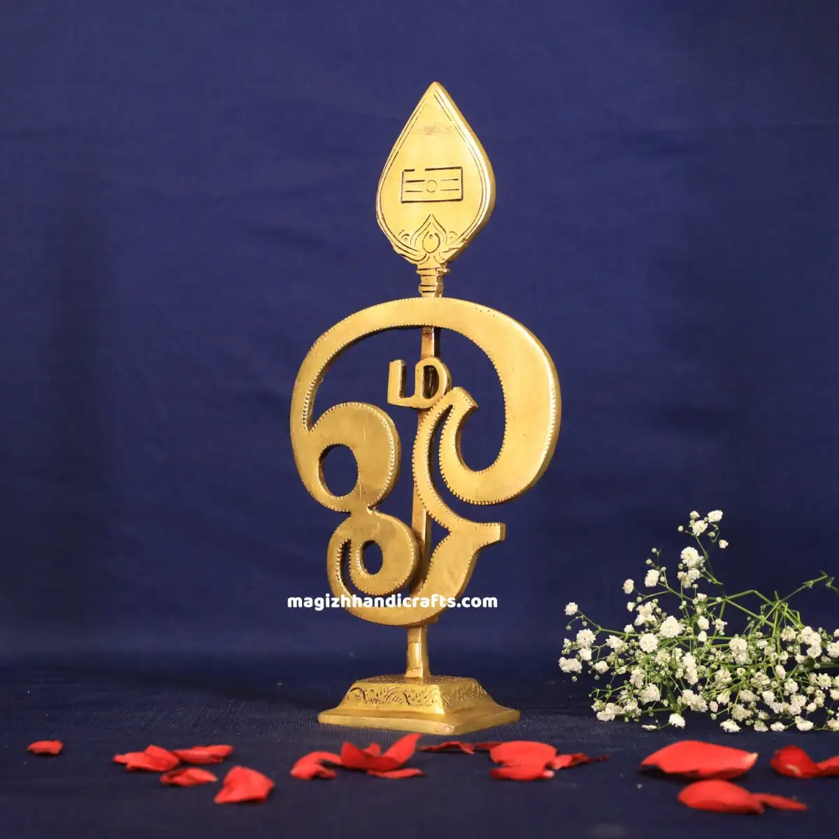 Brass Tamil Om with Vel 10.5 inches - image 1