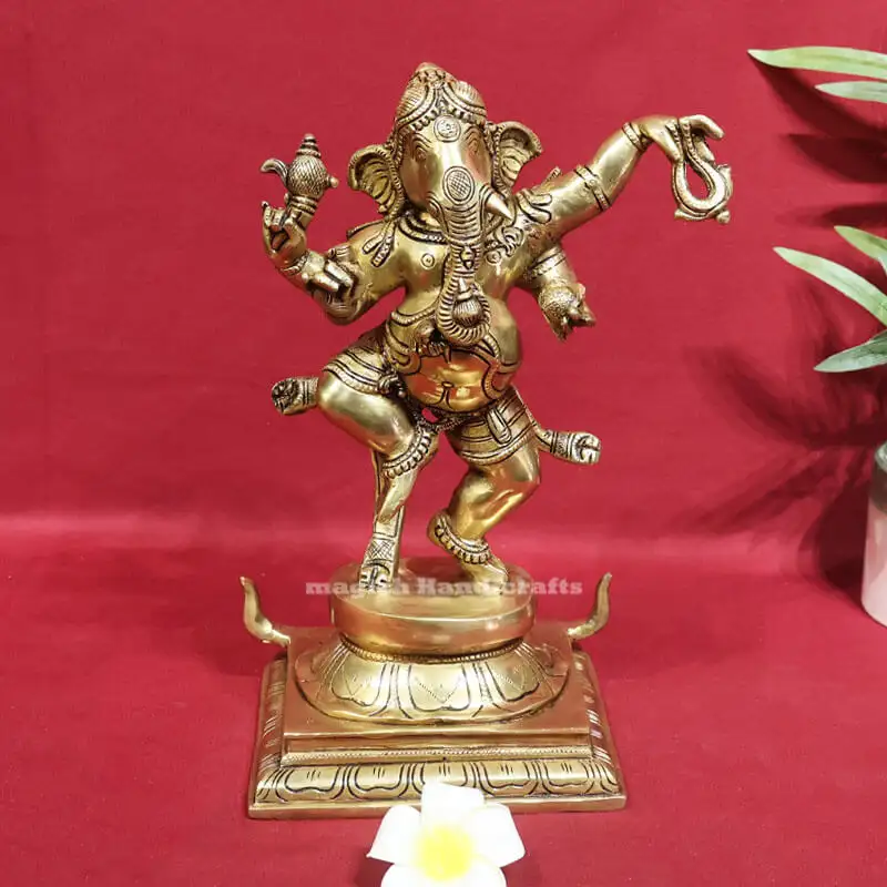 11 inches brass Standing Dancing Ganesha idol SC - image 1