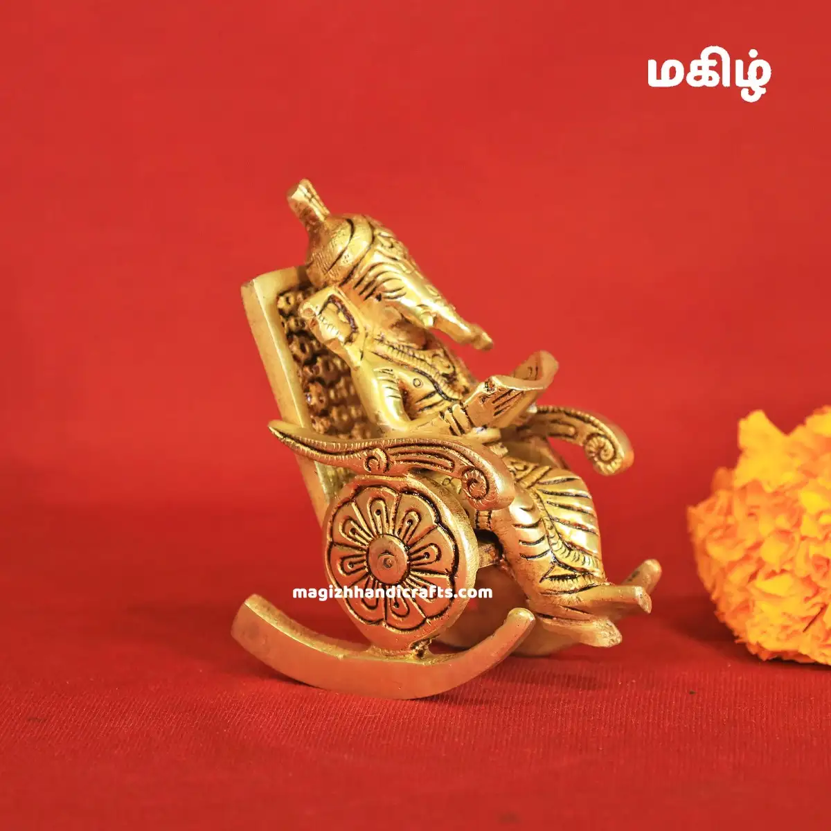 Brass Chair Ganesha reading book - 4.5 inches - image 1