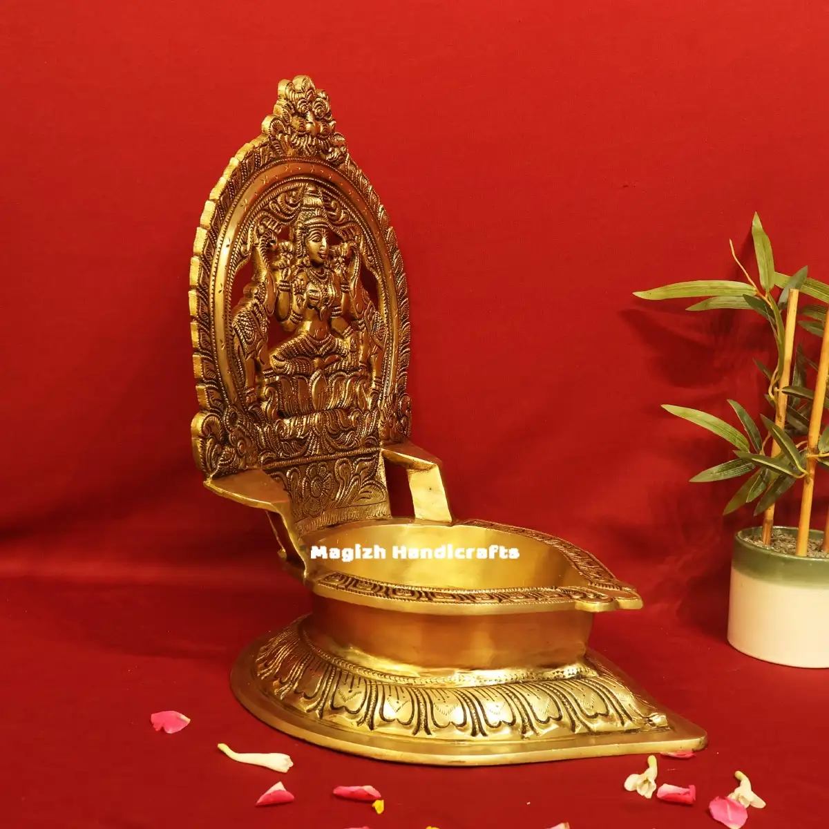 Big size Brass Gaja Lakshmi Lamp 17 inches - image 2