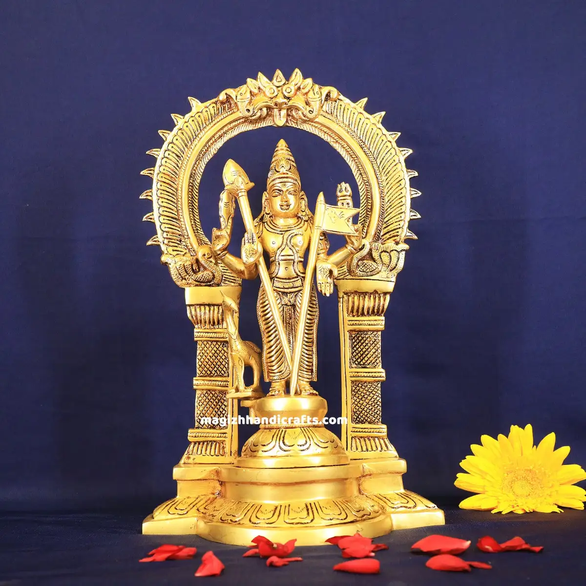 Brass Murugan with Thiruvachi Vel and Kodi idol - 12 inches - image 1