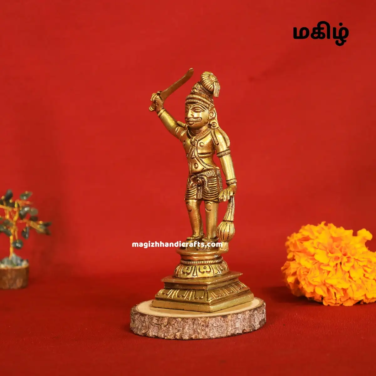 Brass Standing Maduraiveeran idol - 6 inches - image 2