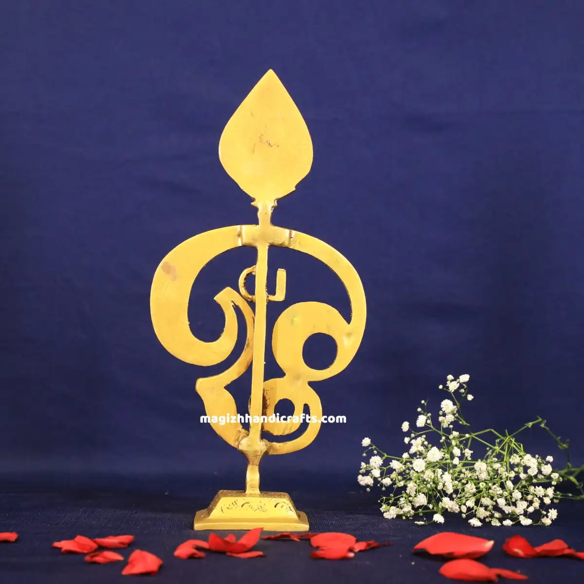 Brass Tamil Om with Vel 10.5 inches - image 2